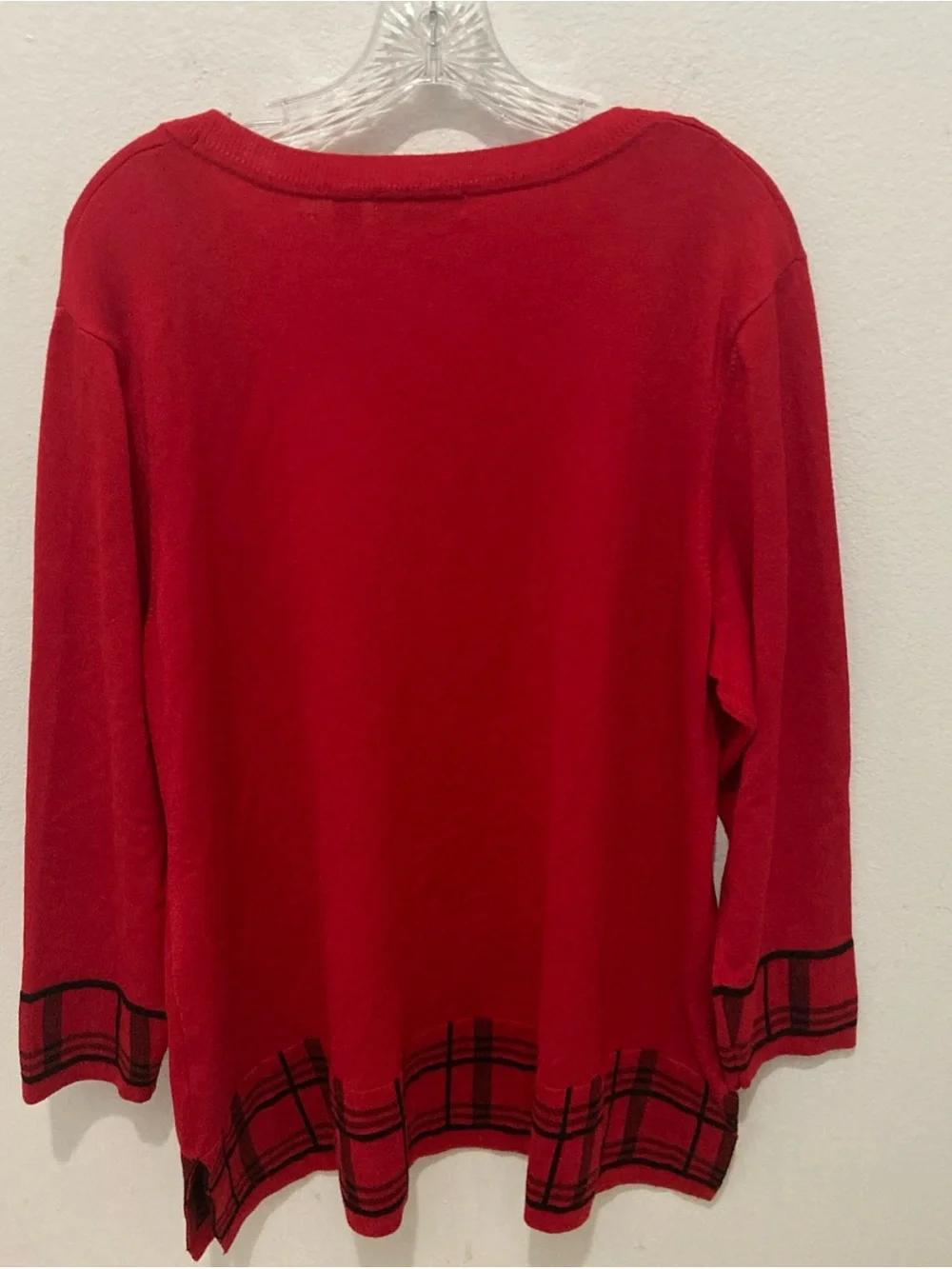 KIM ROGERS red black plaid scoop neck rayon blend pullover sweater 2X - Picture 7 of 8